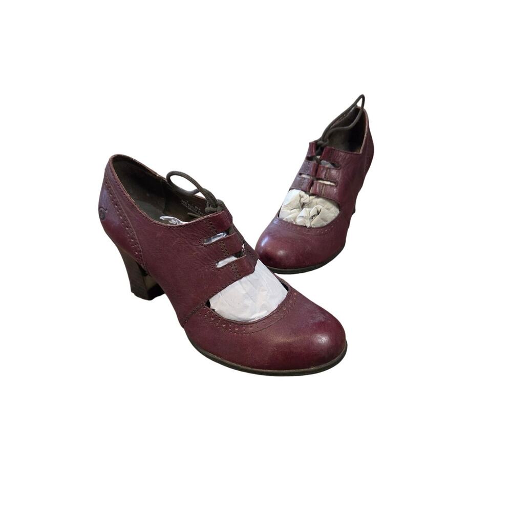 Born rosel lace up oxford mary jane burgundy block heel vintage inspired 9